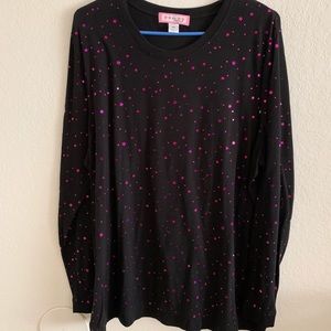 Koi Underscrubs Tee Black with Pink Foil Stars